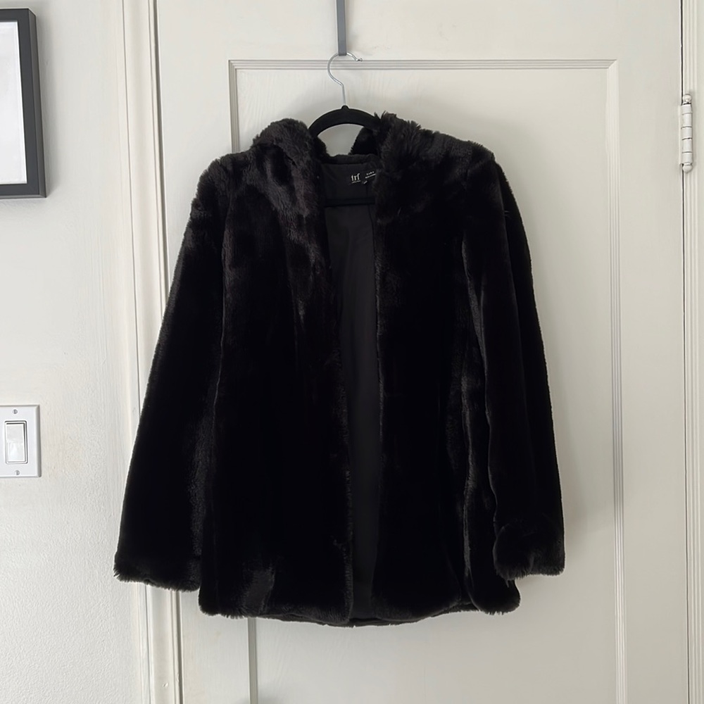 EUC Black Faux Fur Hooded Zara Coat